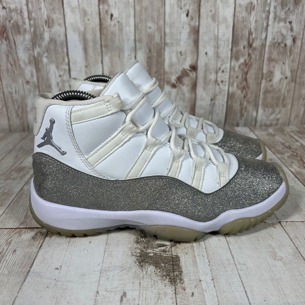 Jordan 11 Retro Vast Grey Silver White Glitter AR0715-100 Kids Size 7.5Y